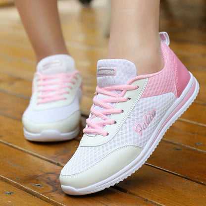 Casual Breathable Mesh Lace-up Flat Running Sneakers for Women Plus Size