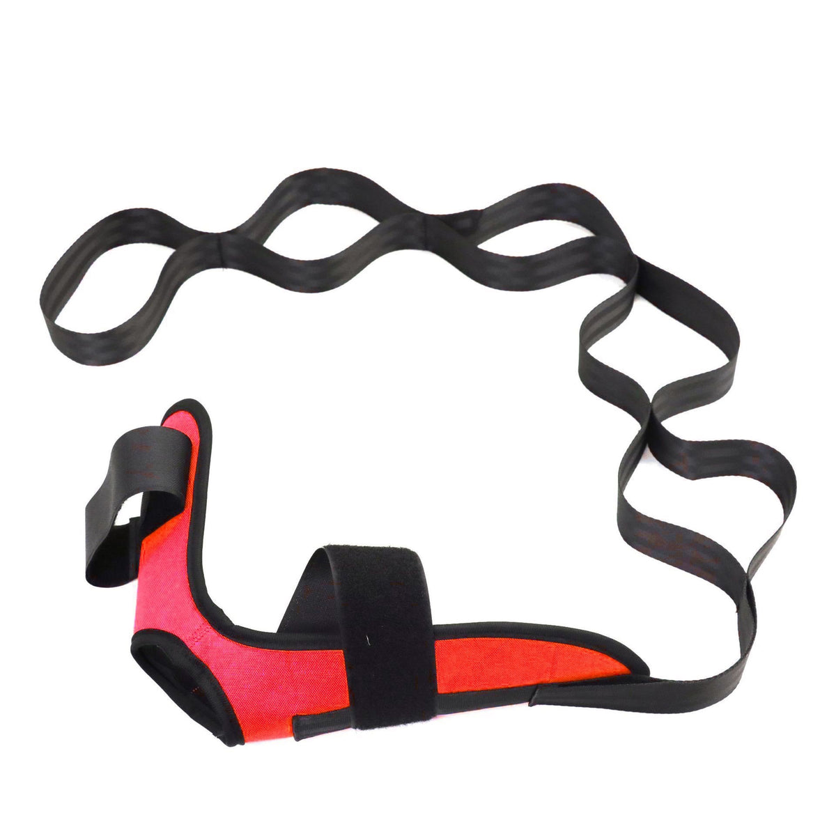 Yoga stretch strap with loops with segmented adjustment design