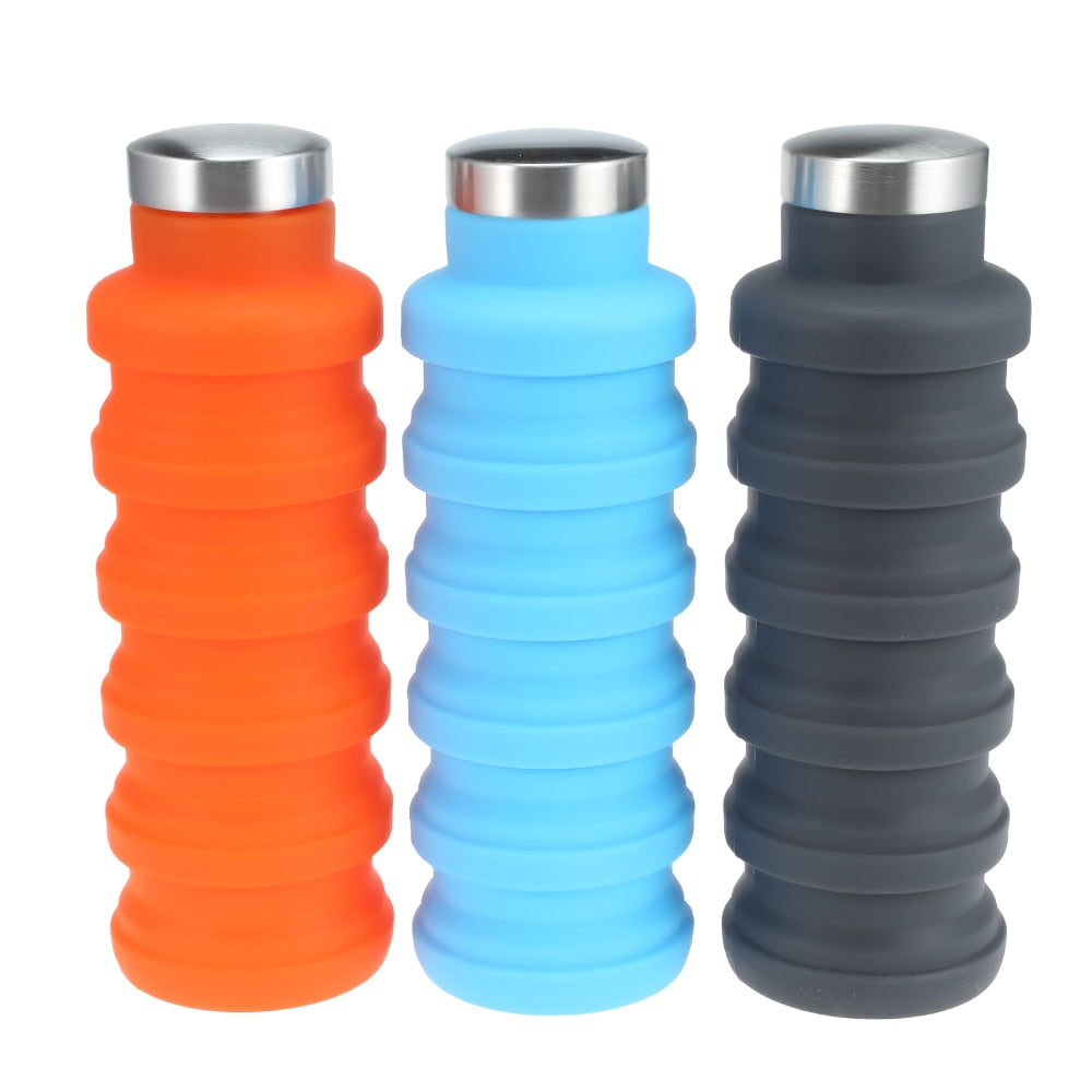 Collapsible water bottle with foldable space saving design
