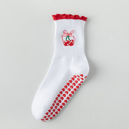 Yoga socks for women with bee and lemon patterns
