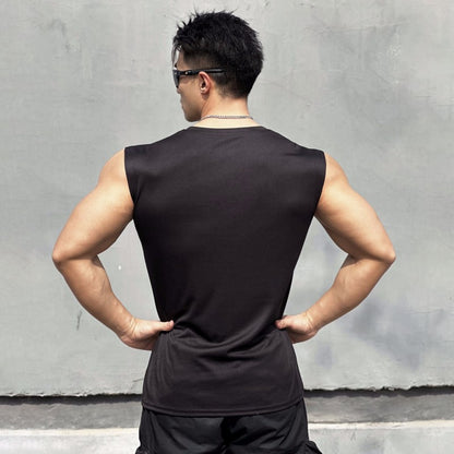 Men's workout tank top with mesh pattern for gym training