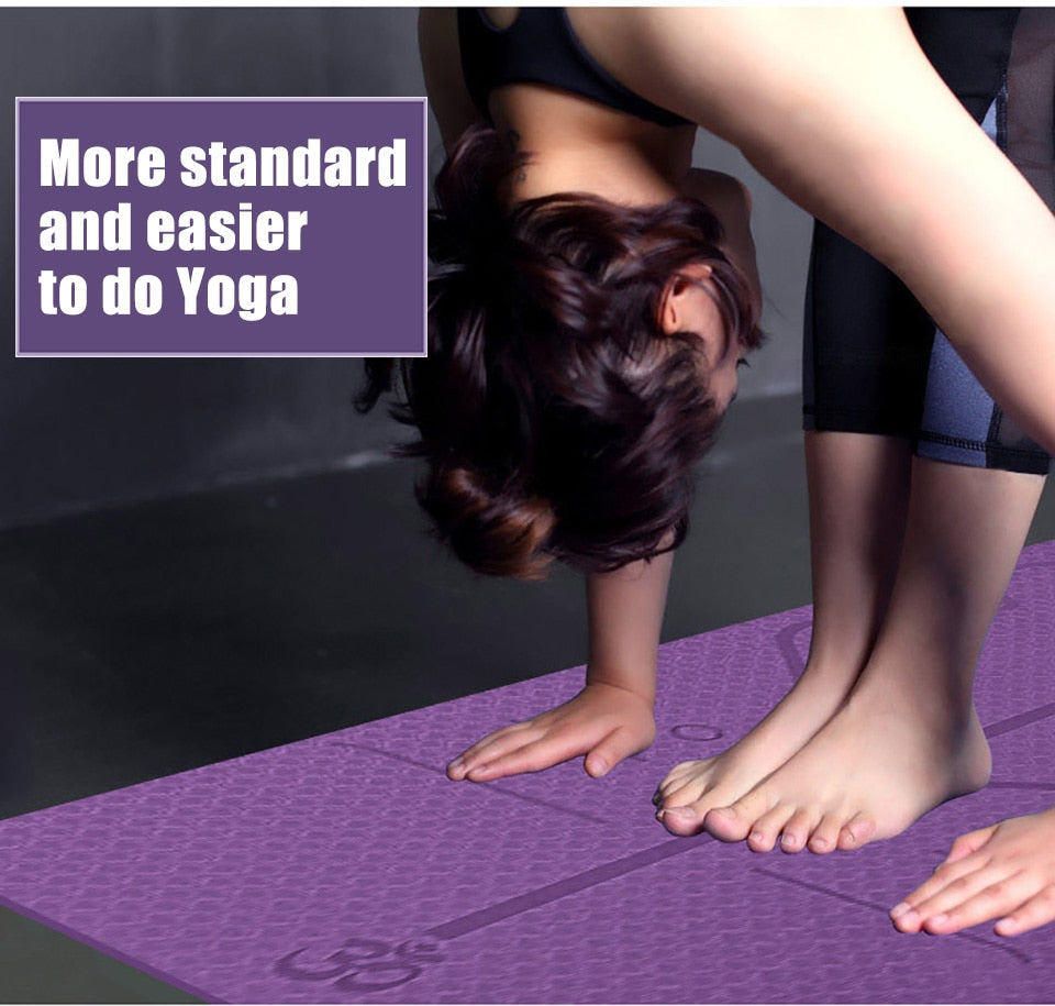 TPE yoga mat with position guides for beginners