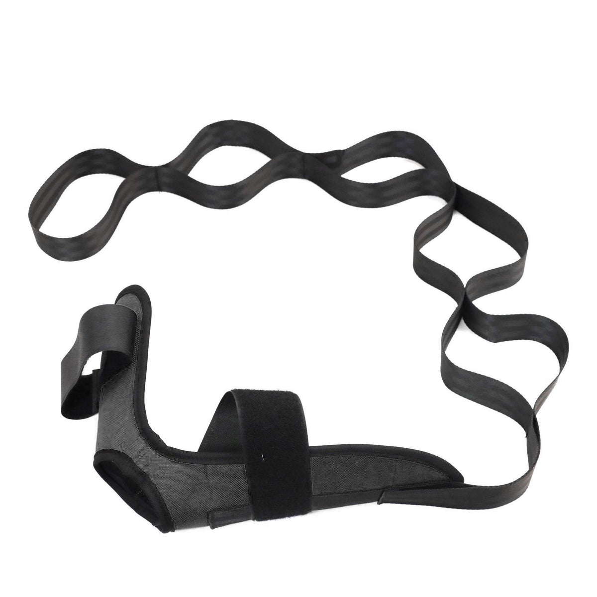 Yoga stretch strap with loops for home fitness workouts