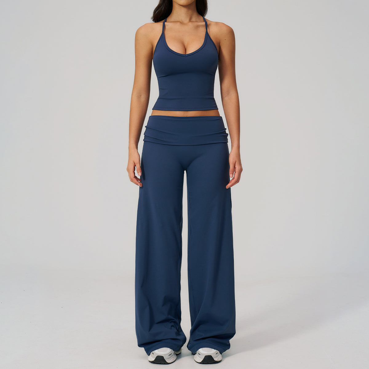 Fitted Crop Top Backless Workout Set High Waist Versatile Casual Style Yoga Set