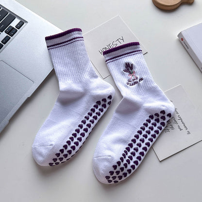 Yoga socks for women with lace bow design