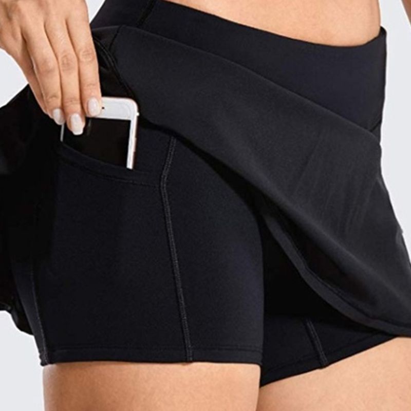 Women 2-In-1 Tennis Skorts Athletic Sports Running Pleated Golf Skirts Shorts