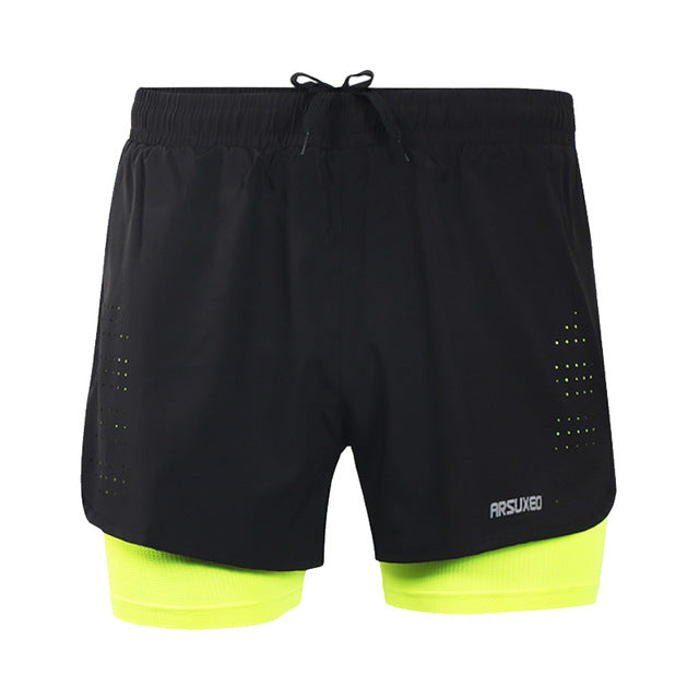 Men's 2 in 1 running shorts for gym workouts and training