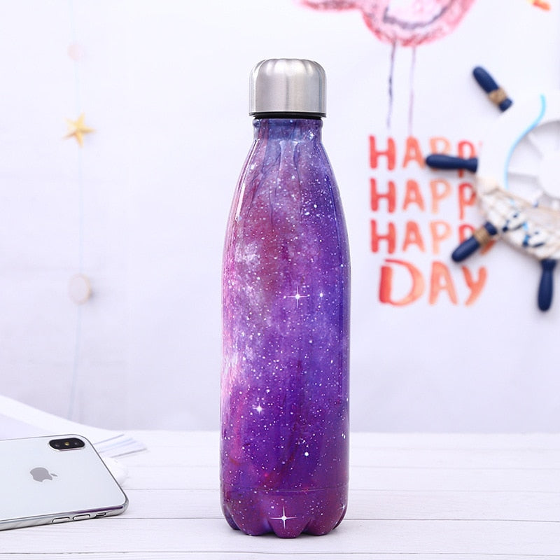 Stainless steel insulated water bottle with open mouth design