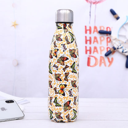 Stainless steel insulated water bottle with 24 hour cold retention