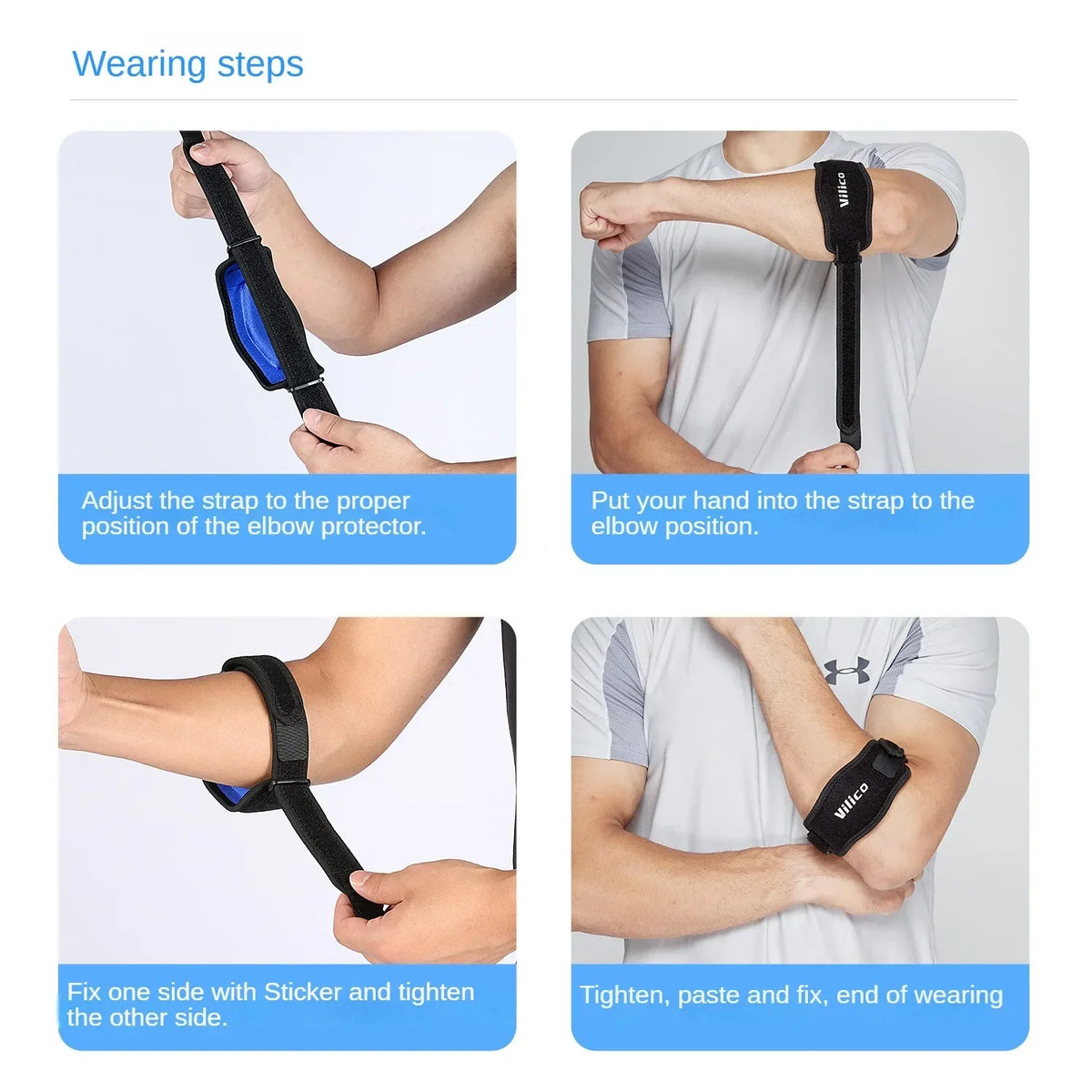 Elbow compression sleeve sports support in blue