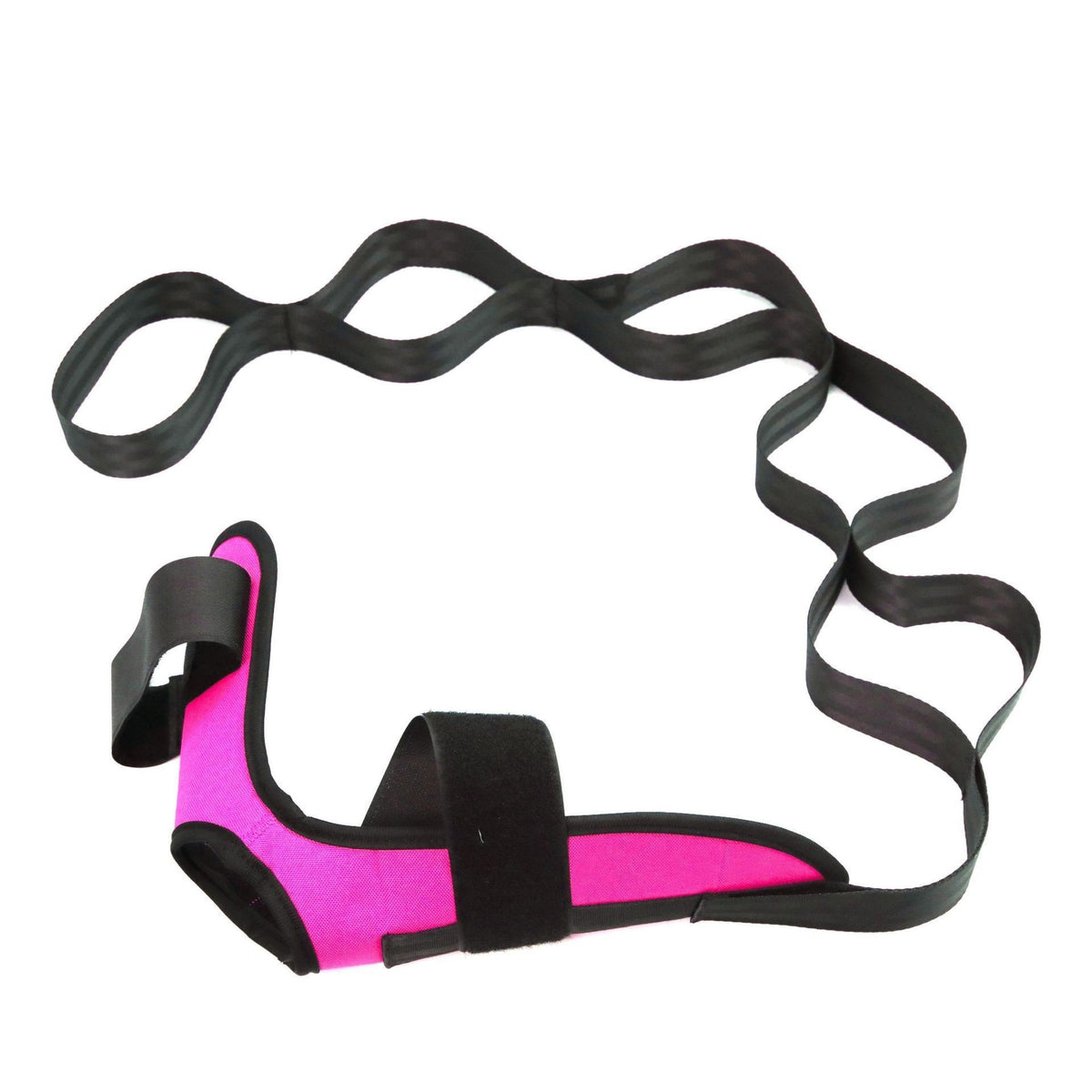 Yoga stretch strap with loops for lower body flexibility