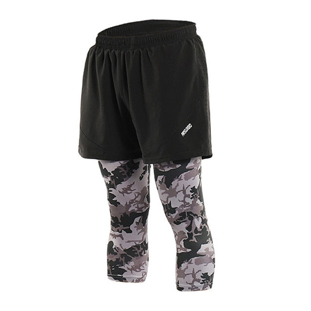 Men's 2 in 1 running shorts with polyester spandex fabric