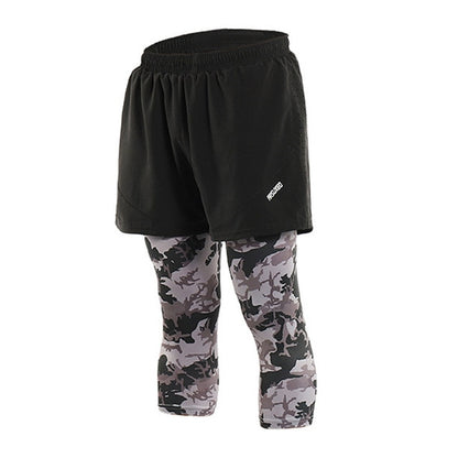 Men's 2 in 1 running shorts with polyester spandex fabric