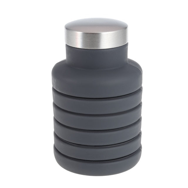 1. Collapsible water bottle folded for compact storage