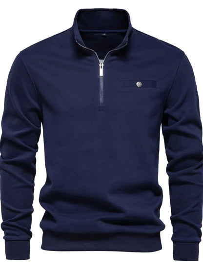Men's quarter zip sweatshirt with zipper neckline