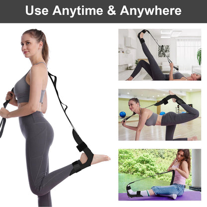 Yoga stretch strap with loops for leg and foot stretching