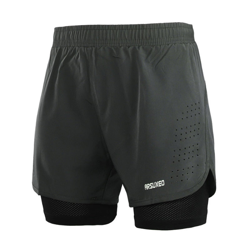 Men's 2 in 1 running shorts with longer built-in liner