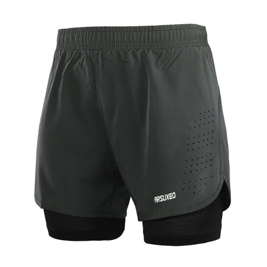 Quick Dry Mens Sports 3 Running Shorts Active Training Exercise Jogging 2 IN 1 Shorts With Longer Liner 4 Colors-in Running Shorts from Sports