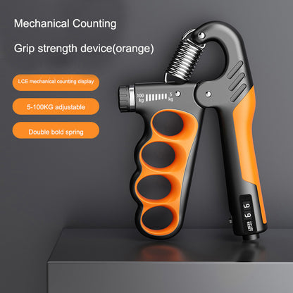 Adjustable hand grip strengthener with spring resistance