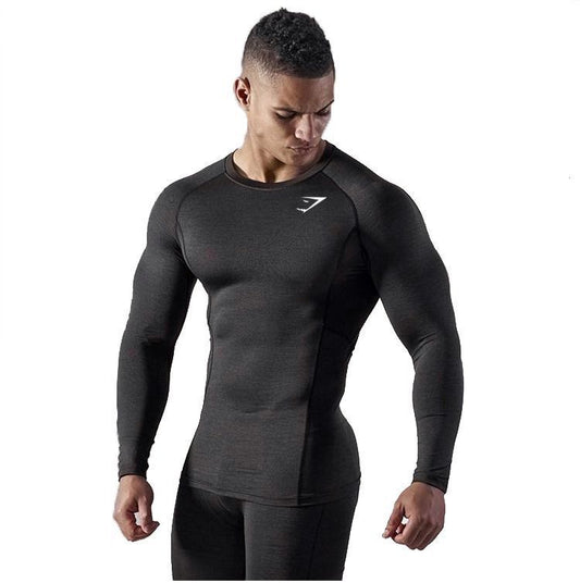 Muscle Master Men's New Fitness Training Moisture-Wicking Slim Fit Long Sleeve Spring Workout T-Shirt Lightweight