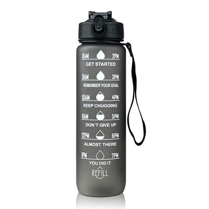 Sports water bottle with straw for travel and everyday use