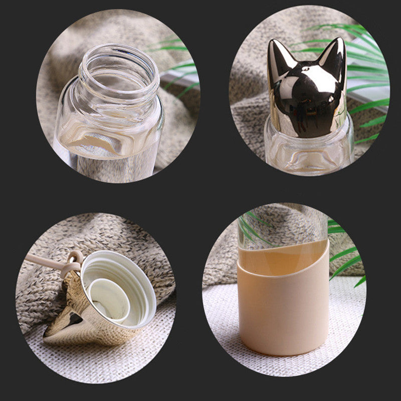 Glass water bottle with sleeve creative portable design