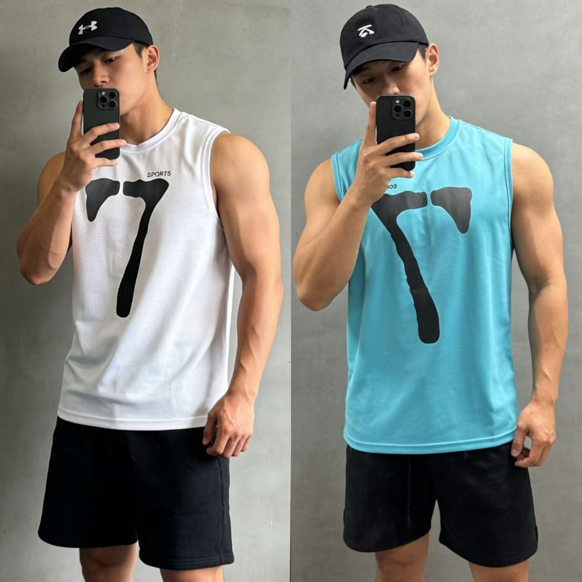 Men's workout tank top in polyester fabric