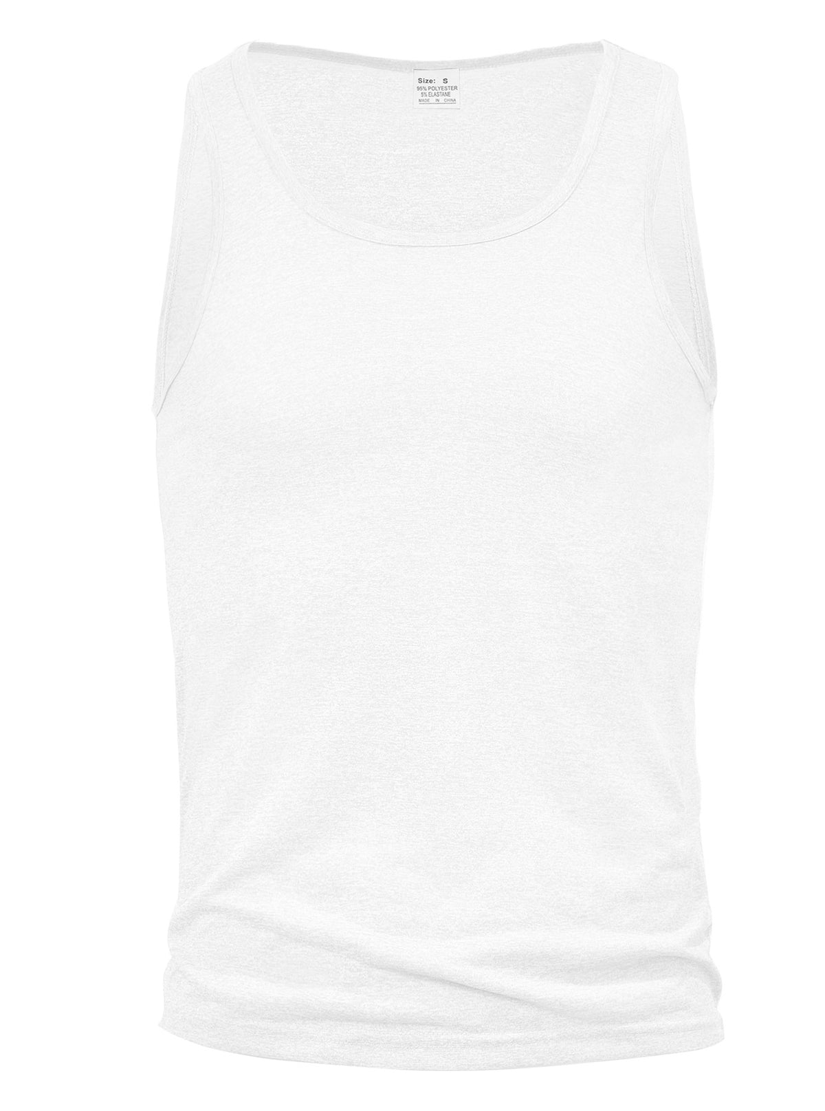 Men's workout tank top made from polyester fabric