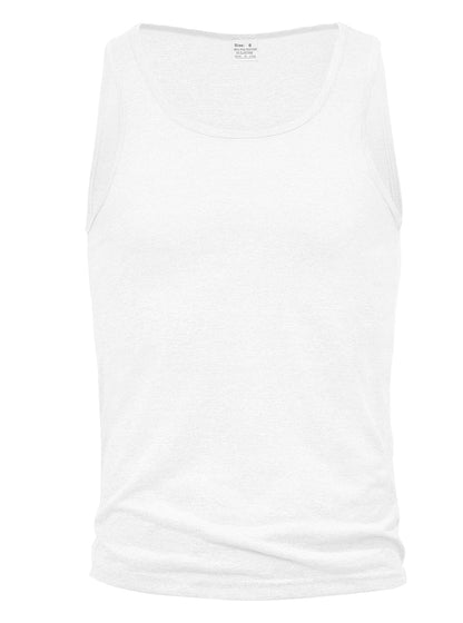 Men's workout tank top made from polyester fabric