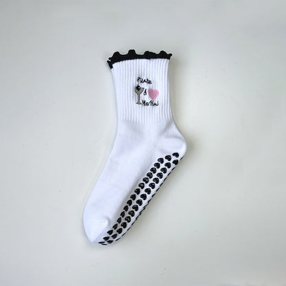 Yoga socks for women with lace bow design