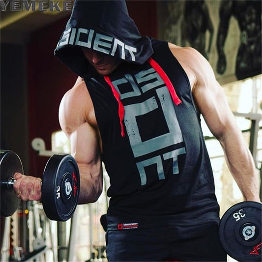 Men's workout tank top with printed design
