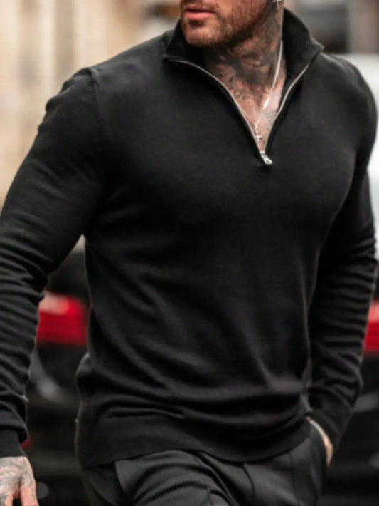 Men's quarter zip sweater plus size knit pullover