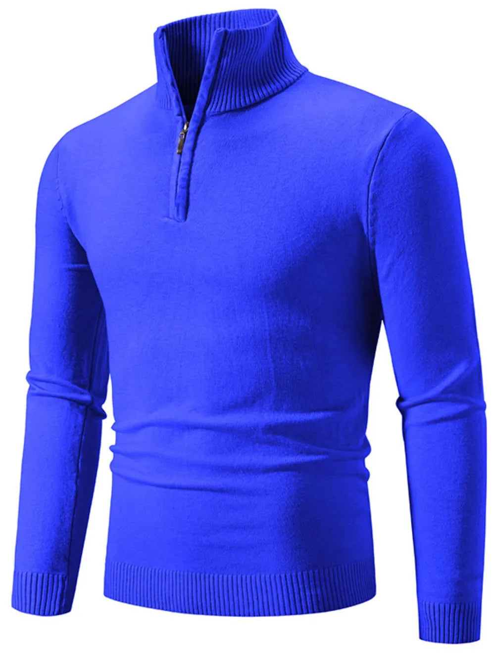Men's quarter zip sweater plus size long sleeve top