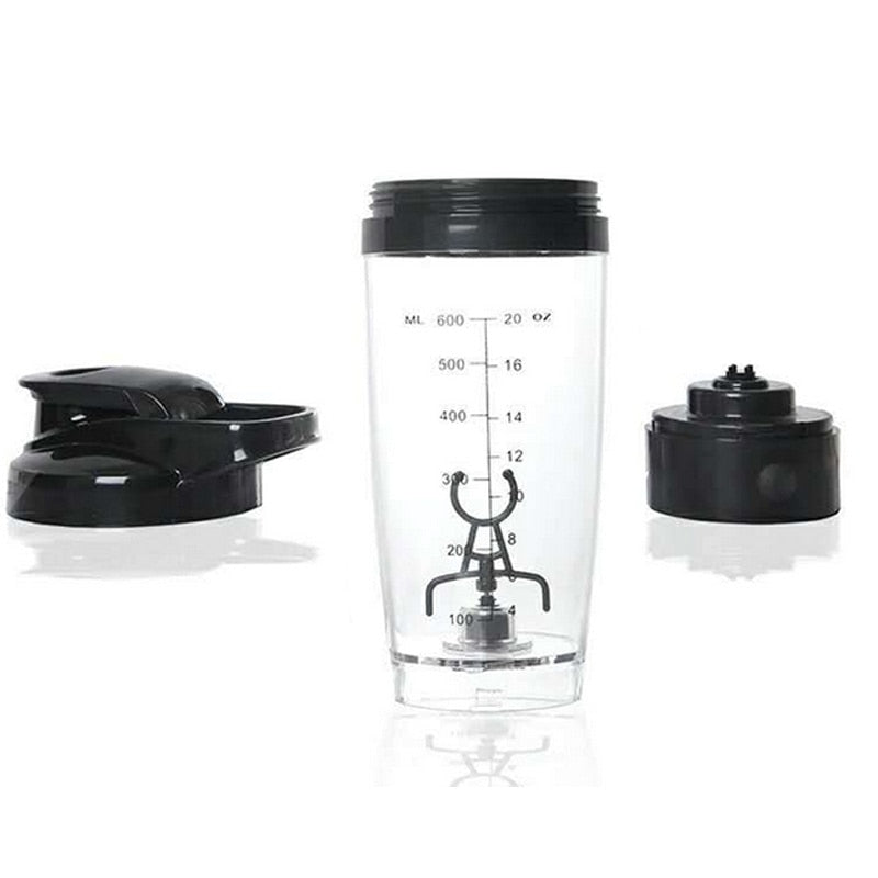 Electric protein shaker bottle with vortex mixing design