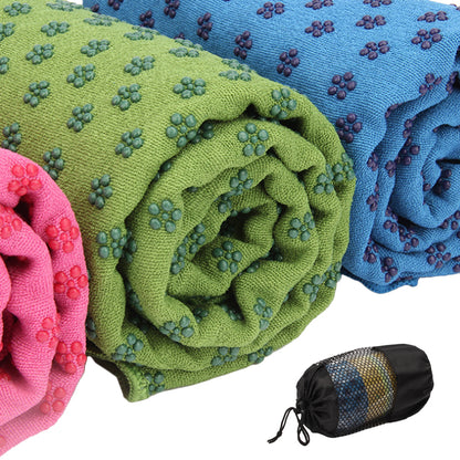 Yoga mat towel with non slip absorbent surface