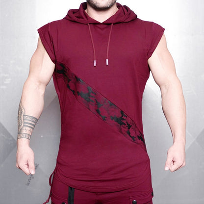 Men's hooded tank top for strength and fitness training