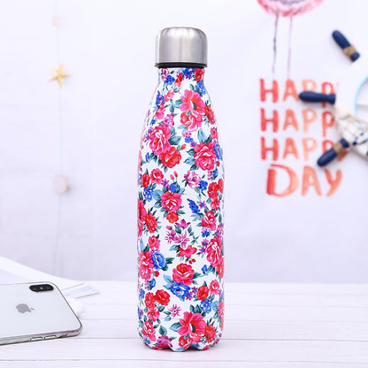 Stainless steel insulated water bottle with 12 hour hot retention