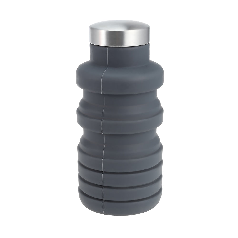 Collapsible water bottle with protective lid
