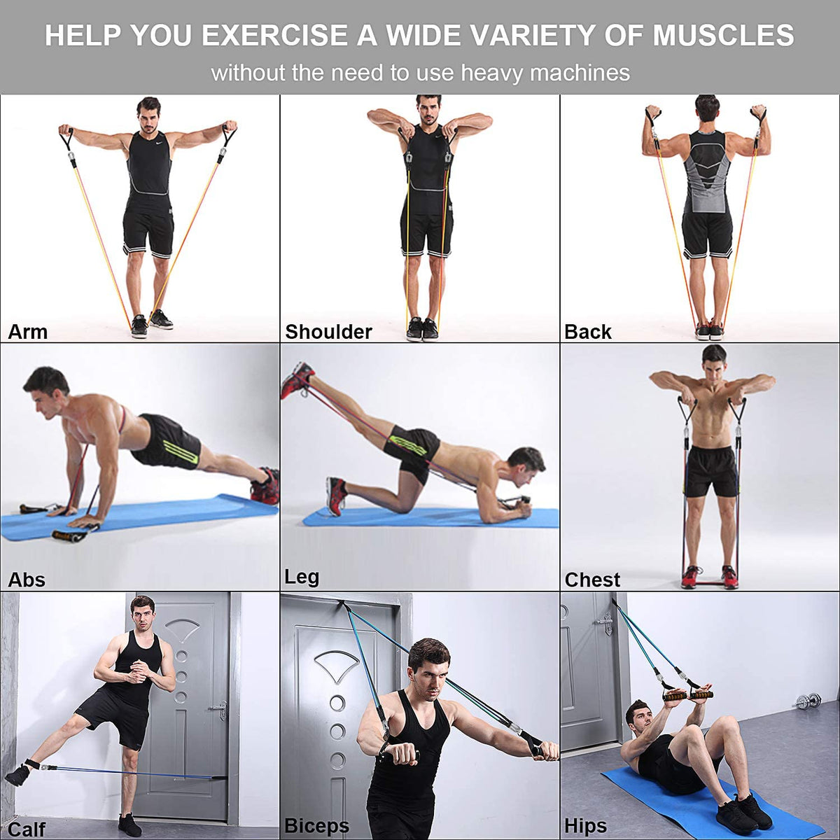 Resistance bands set with loop bands for leg workouts