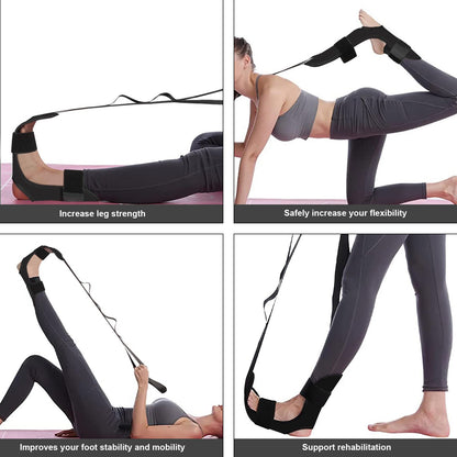 Yoga stretch strap with loops for hamstring and calf stretching