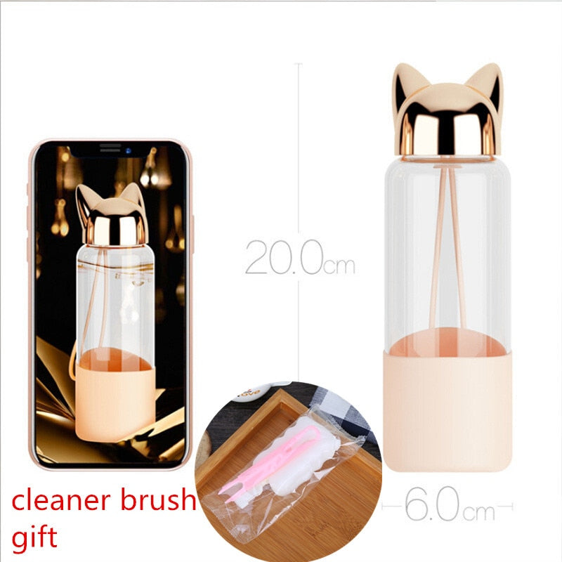 Glass water bottle with sleeve for travel