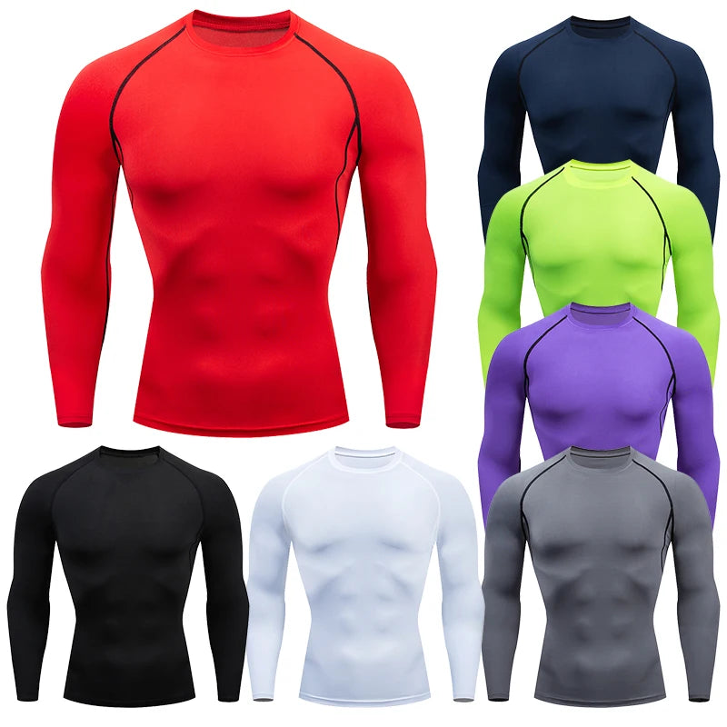 Men's compression shirt long sleeve for gym workouts