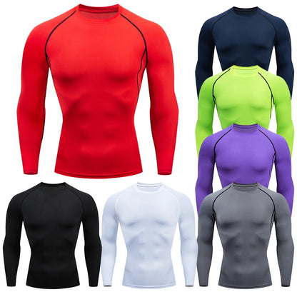Men's compression shirt long sleeve for gym workouts