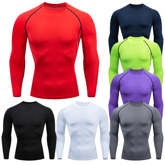 Men's compression shirt long sleeve for gym workouts