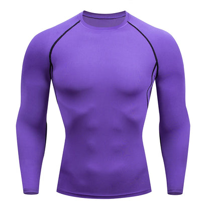 Men's compression shirt fitted long sleeve workout top